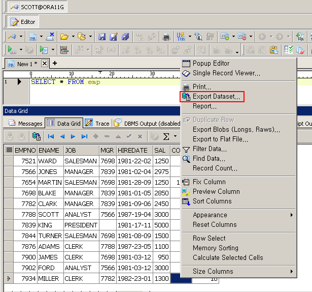 Data Grid의 결과를 Export. 총 14건